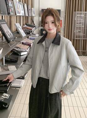 【新款。现货】26新款春拼接短款长袖皮衣外套2C215-P135-K218