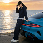 连帽卫衣内搭蕾丝背心阔腿裤 女秋季 三件套潮 休闲运动套装 欧货时尚