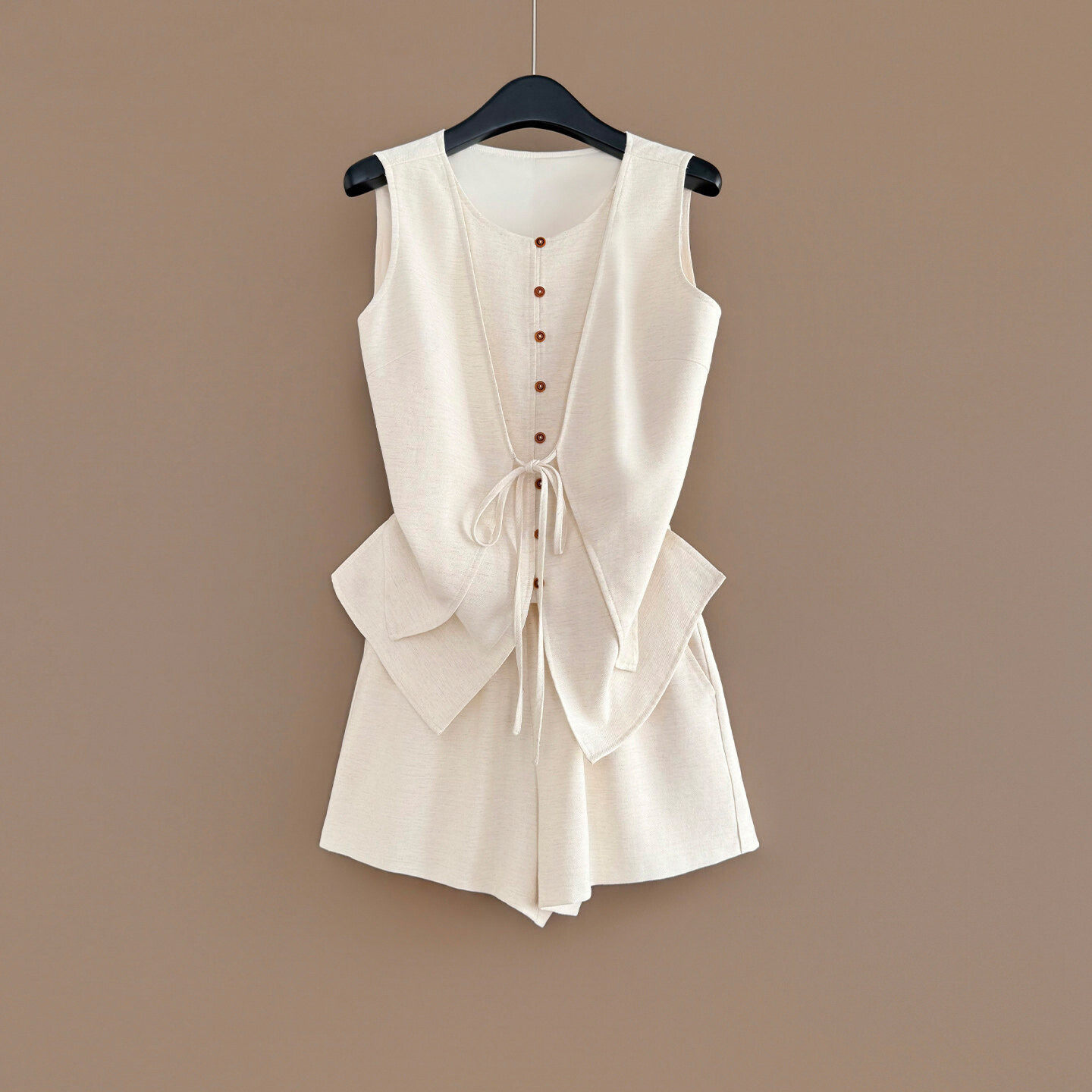 女夏新款小众气质时尚一整套穿搭套装背心马甲上衣阔腿短裤两件套