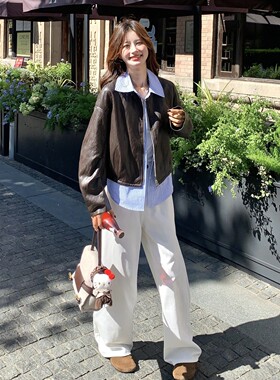 爆款现货春季时尚拼接皮衣外套2C098-9035P155K218