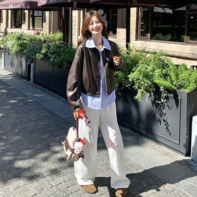 爆款现货春季时尚拼接皮衣外套2C098-9035P155K218