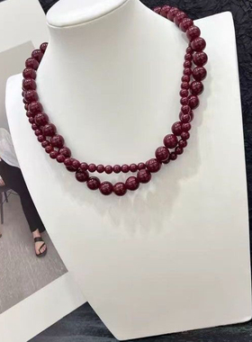 安哥拉简约复古酒红色串珠项链女轻奢红马瑙高级感气质锁骨链潮