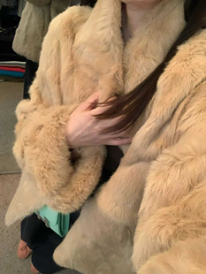 韩系冬新款设计感宽松显瘦百搭高级感立领中长款兔毛皮草外套保暖