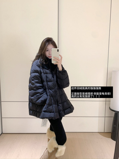 韩系可拆卸针织帽90白鸭绒排骨羽绒服女2025冬新款宽松中长款外套