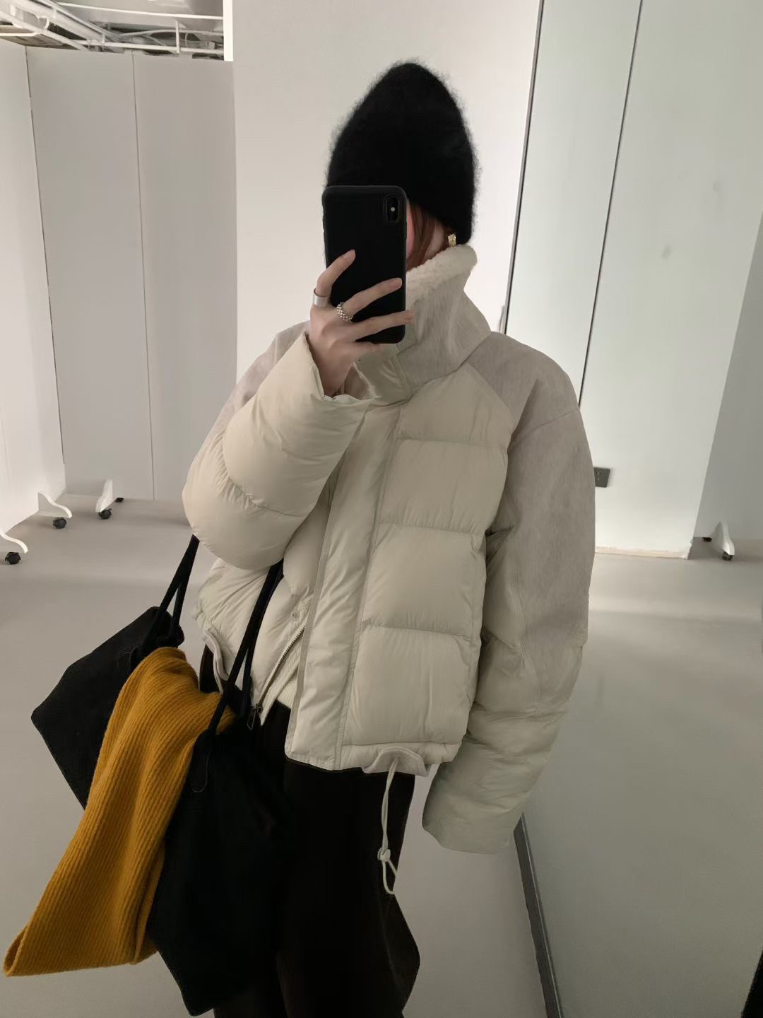 韩系高品质立领短款羽绒服女新款羊羔毛拼接设计感面包服保暖外套