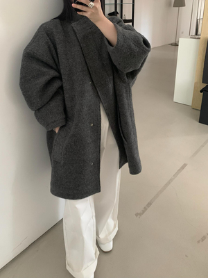 韩系2025冬新款立领阔版羊毛大衣女气质休闲百搭中长款加厚呢外套
