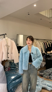 韩系羊毛皮草外套女25冬新款小个子皮毛一体羊剪绒短款高级感托卡