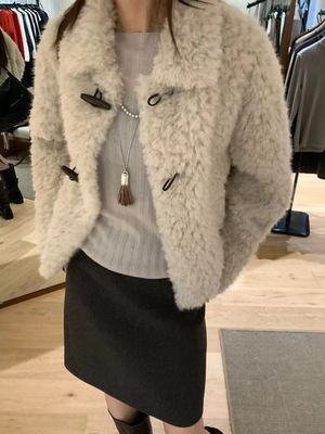 高级感羊羔毛外套女2025秋冬新款韩版小个子宽松百搭洋气保暖上衣