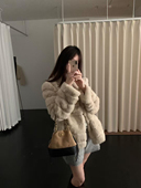 高级感立领兔毛皮草外套女2025冬季 新款 轻奢风保暖皮羊毛一体上衣