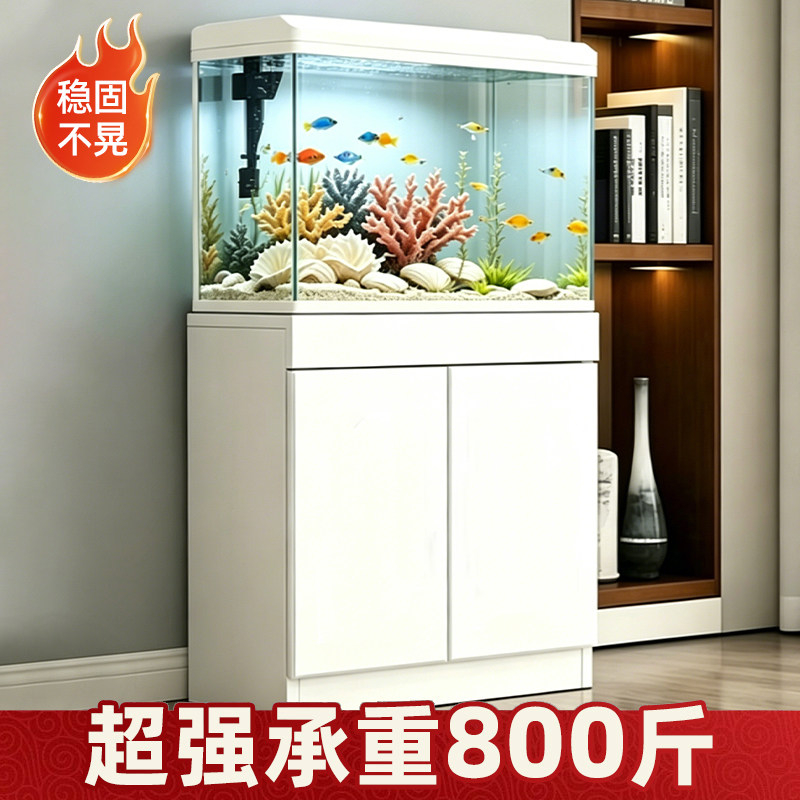 鱼缸带柜子一体免换水底柜鱼缸架金属底架底座草缸鱼缸架子水族箱图片