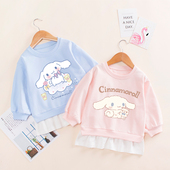 儿童春装 假两件上衣玉桂狗卫衣女童韩系洋气衣服小童女孩宽松童装