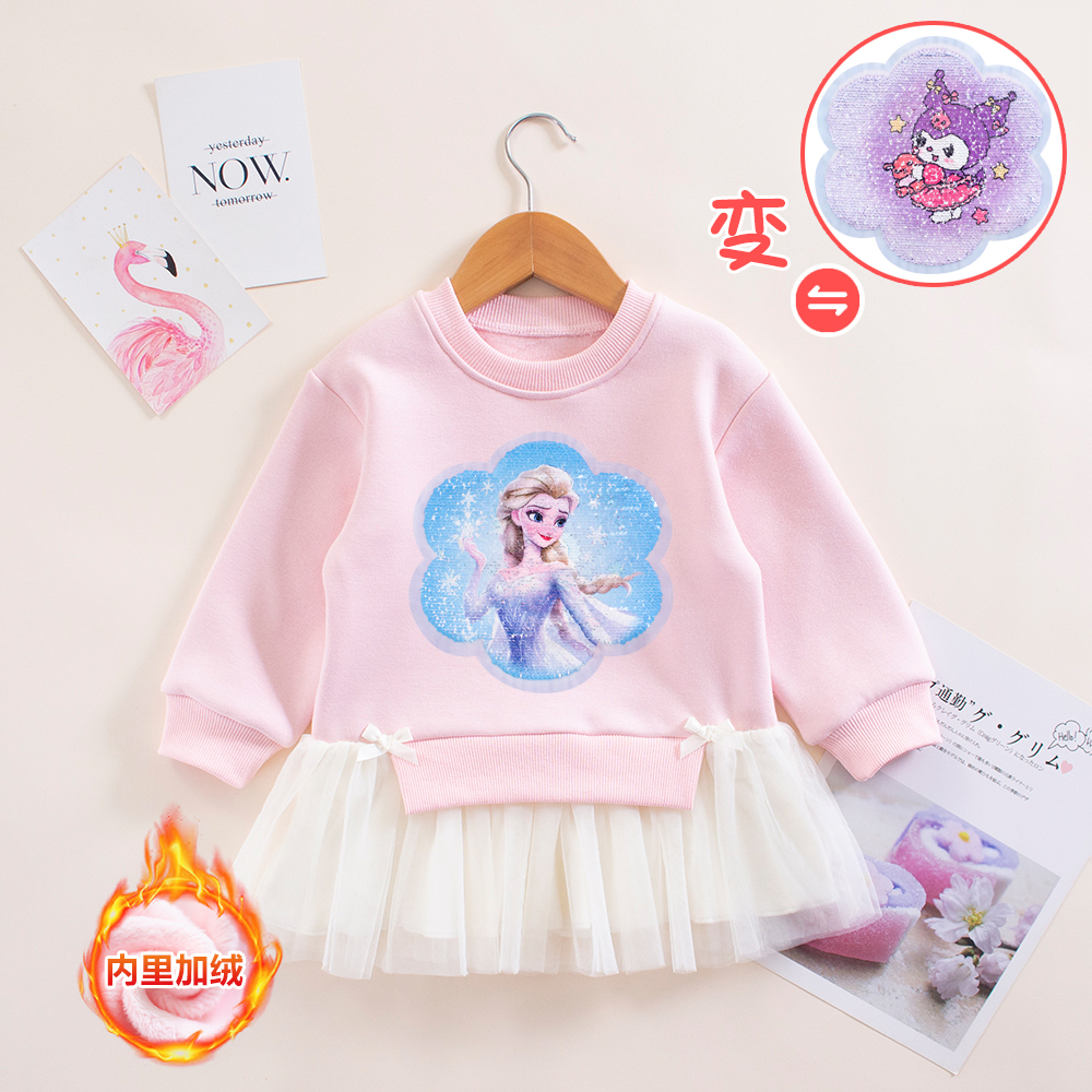 女童秋冬加绒连衣裙薄绒亲肤保暖