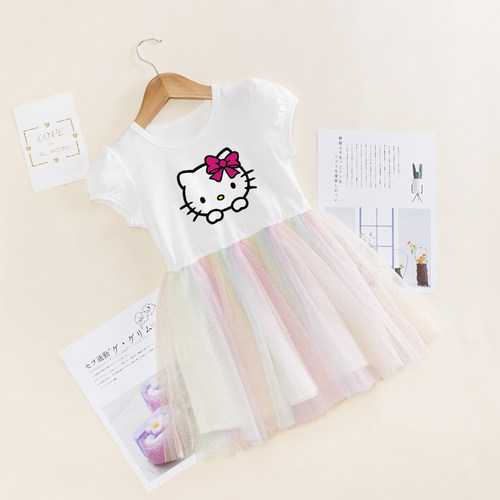 女童韩版彩虹裙子夏季纯棉连衣裙