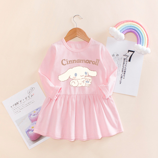 女童春装洋气连衣裙春秋2026新款儿童装女宝宝春季裙子玉桂狗衣服