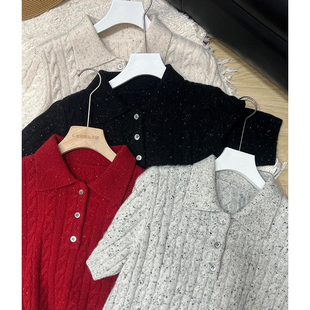 【康赛妮特种点子纱系列】纯山羊绒Polo领短袖5899