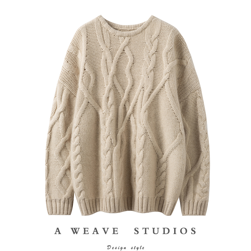 很重磅!立体考究针法~加厚圆领羊绒衫女纯羊绒毛衣女宽松外穿冬