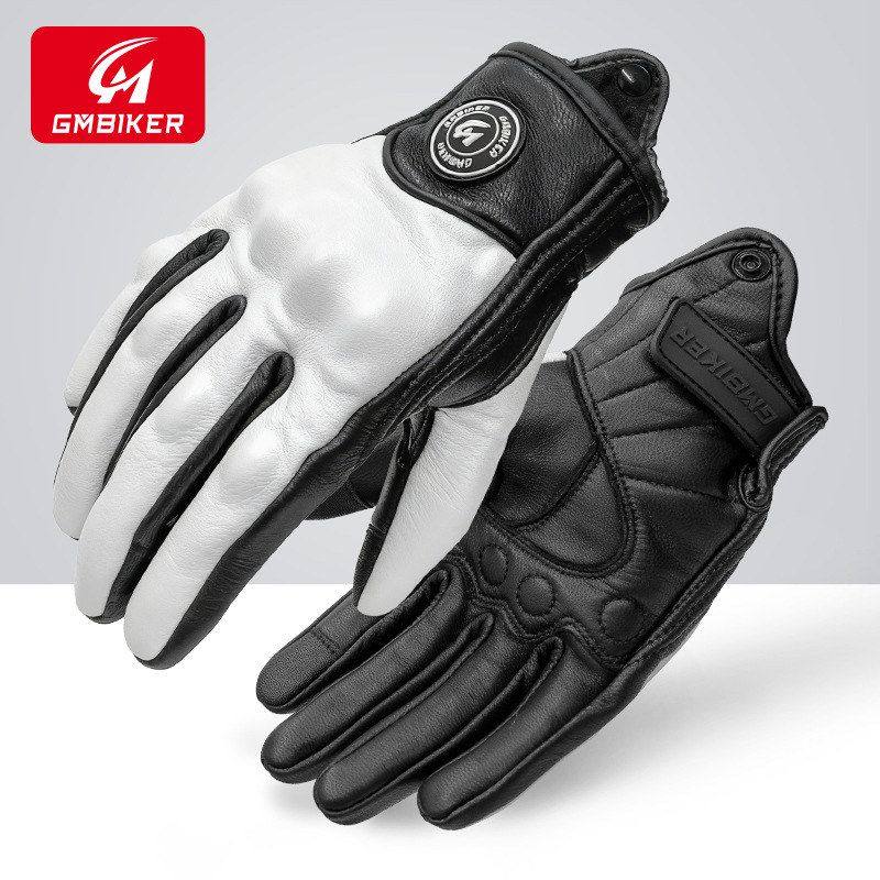 摩托车骑行手套真皮羊皮半指透气复古巡航哈雷骑士机车装备春夏季