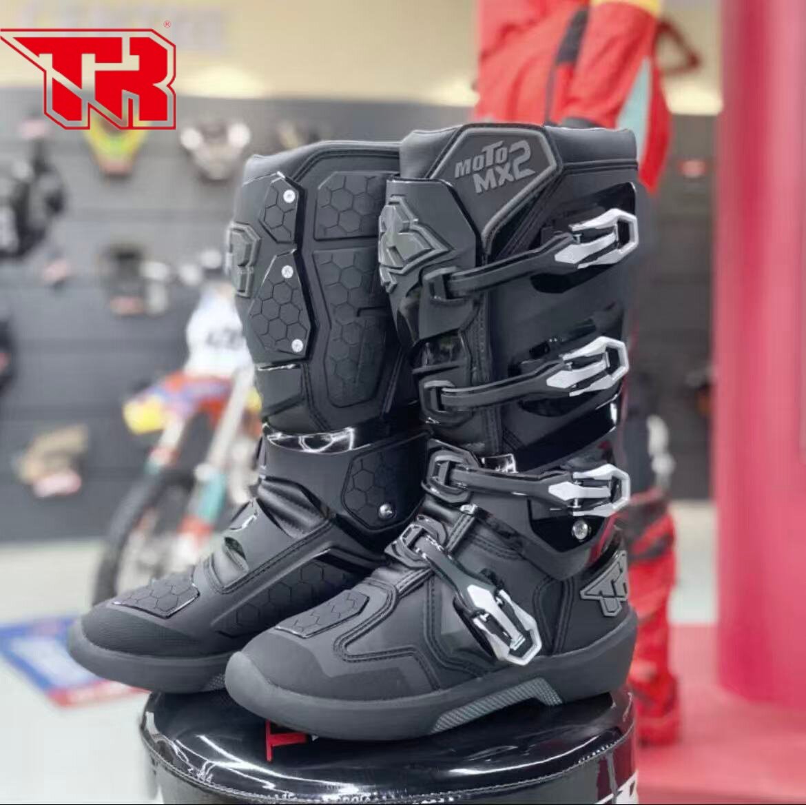 TR虎牌MX2摩托车越野靴活动轴骑行靴林道拉力赛车靴护具装备透气