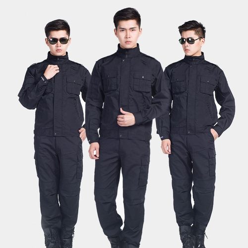 保安工作服春秋长袖网格款套装男夹克式物业作训服执勤耐磨训练服