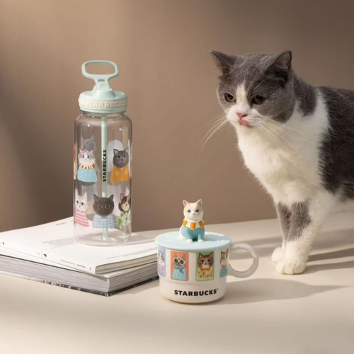 星巴克台湾杯子2025年可爱萌宠系列陶瓷马克杯大容量吸管随行水杯