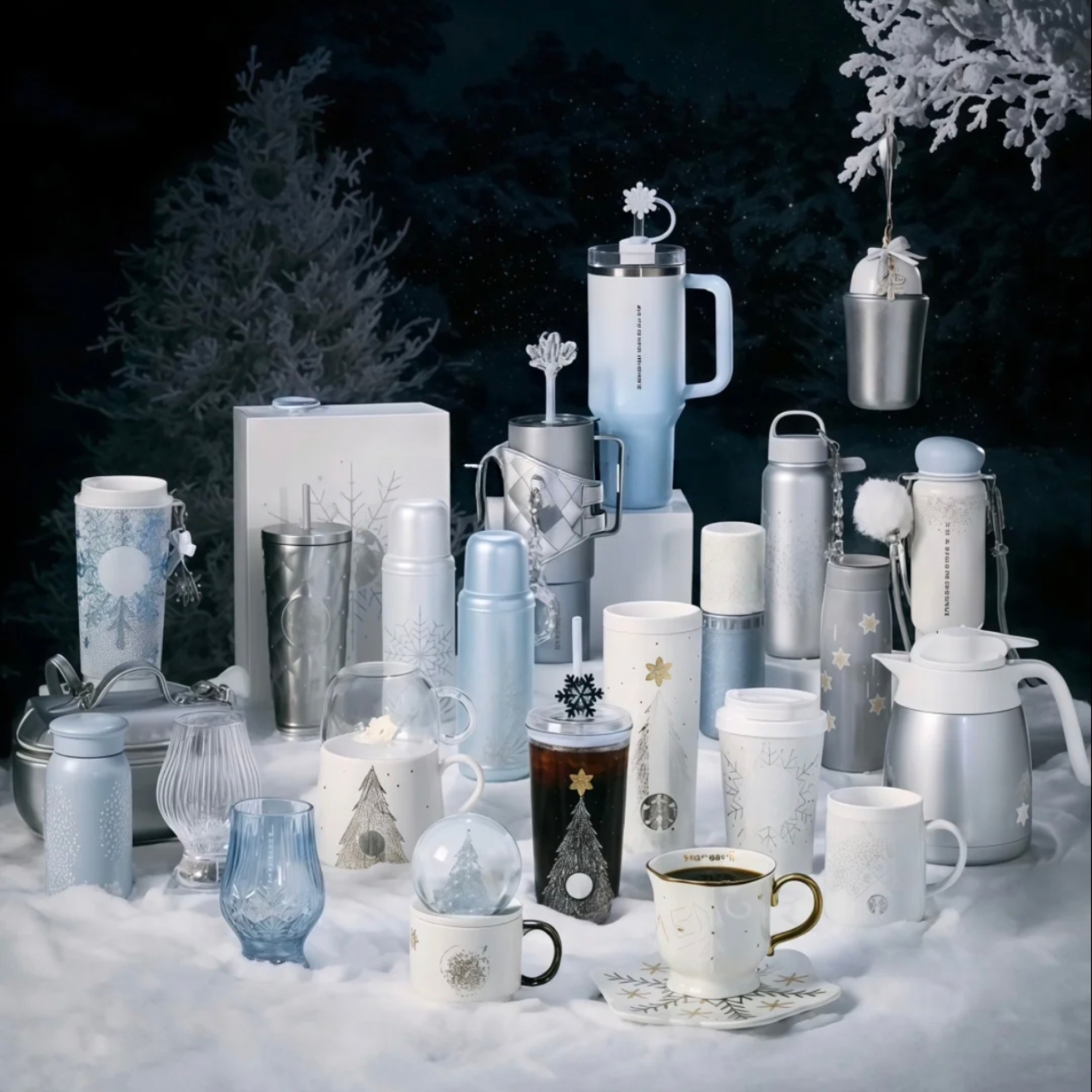 星巴克茉们本茉杯子2025雪耀奇境系列冰蓝色不锈钢保温马克喝水杯