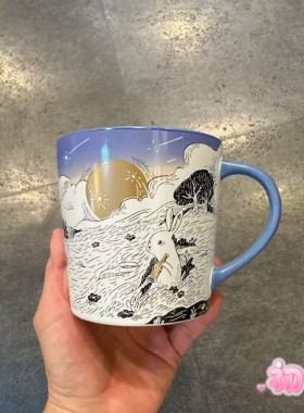 台湾星巴克杯子中秋玉兔盈月马克杯陶瓷高颜值咖啡杯办公桌面水杯
