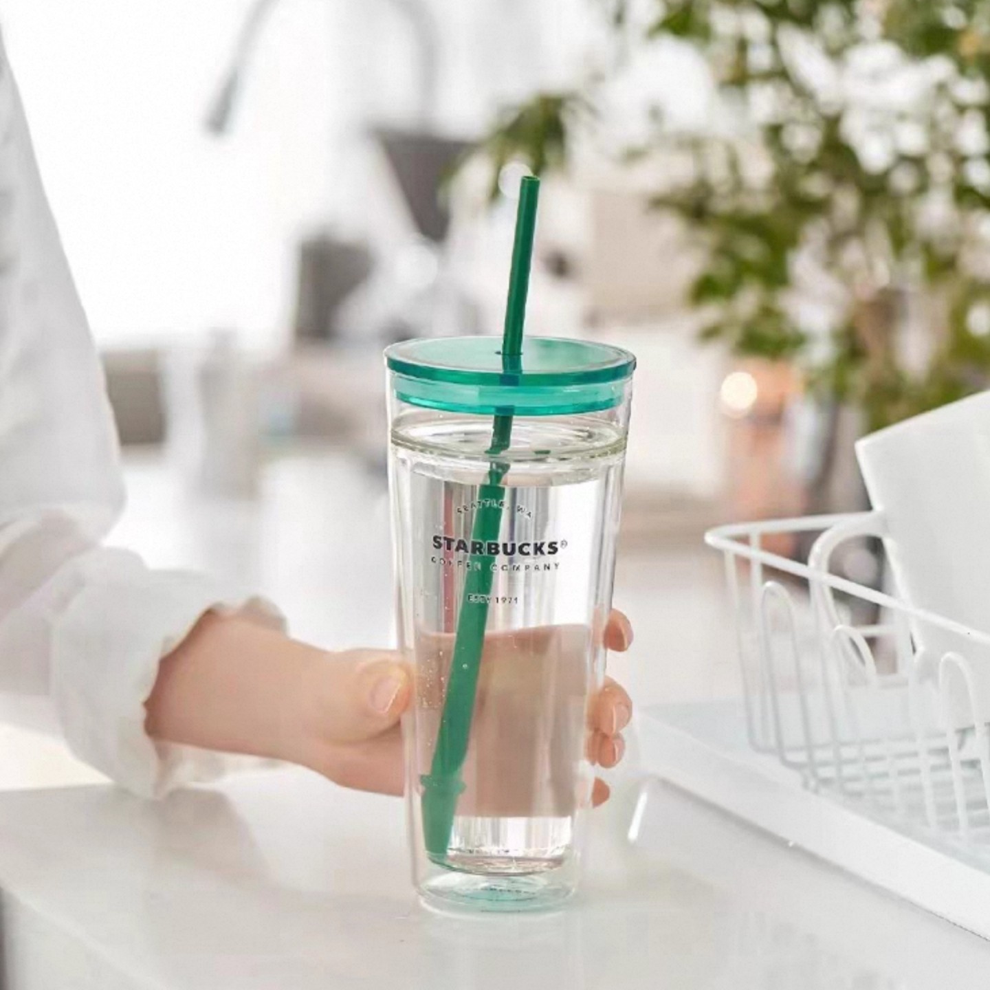 星巴克杯子清仓特价优惠简约高颜值 591ml极简经典双层玻璃吸管杯
