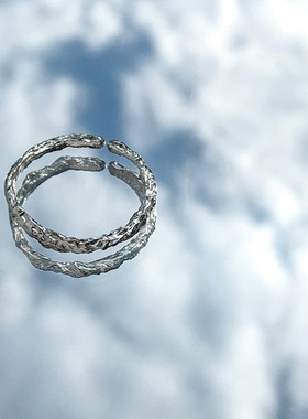 原创褶皱糖纸S925银细戒