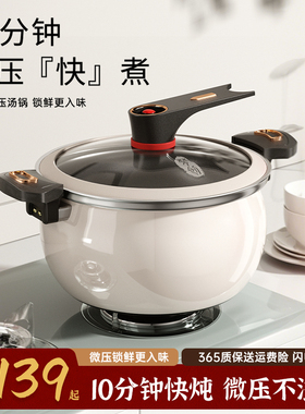 梦创珐琅搪瓷微压汤锅家用无涂层10分钟快煮多功能炖煮煲汤不溢锅