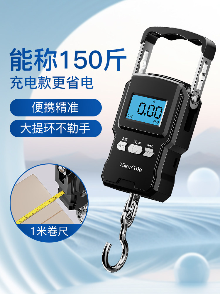 精准迷你手提电子秤50kg便携式高精度家用快递称挂钩称小型手拿秤