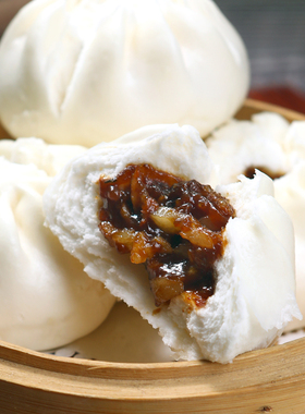 广东笑口开口叉烧包6个装 速冻早餐大肉包子 广式早茶点心半成品