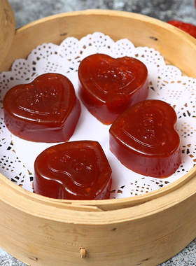 喜宴结婚过节枣茸软糕蒸糕 广式早茶广东酒楼早餐心形红枣糕点