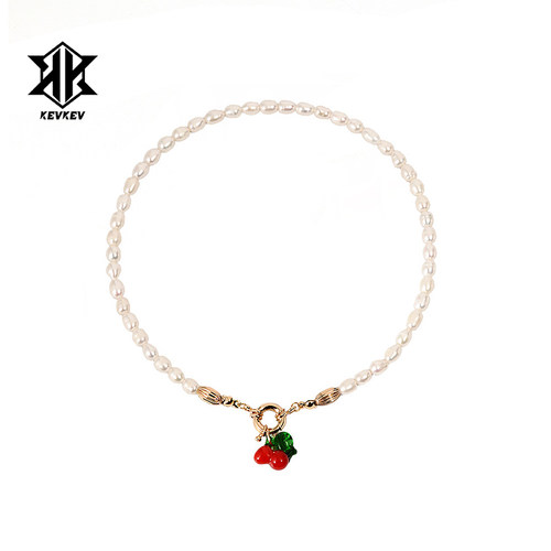 白百何同款樱桃淡水珍珠拼接项链