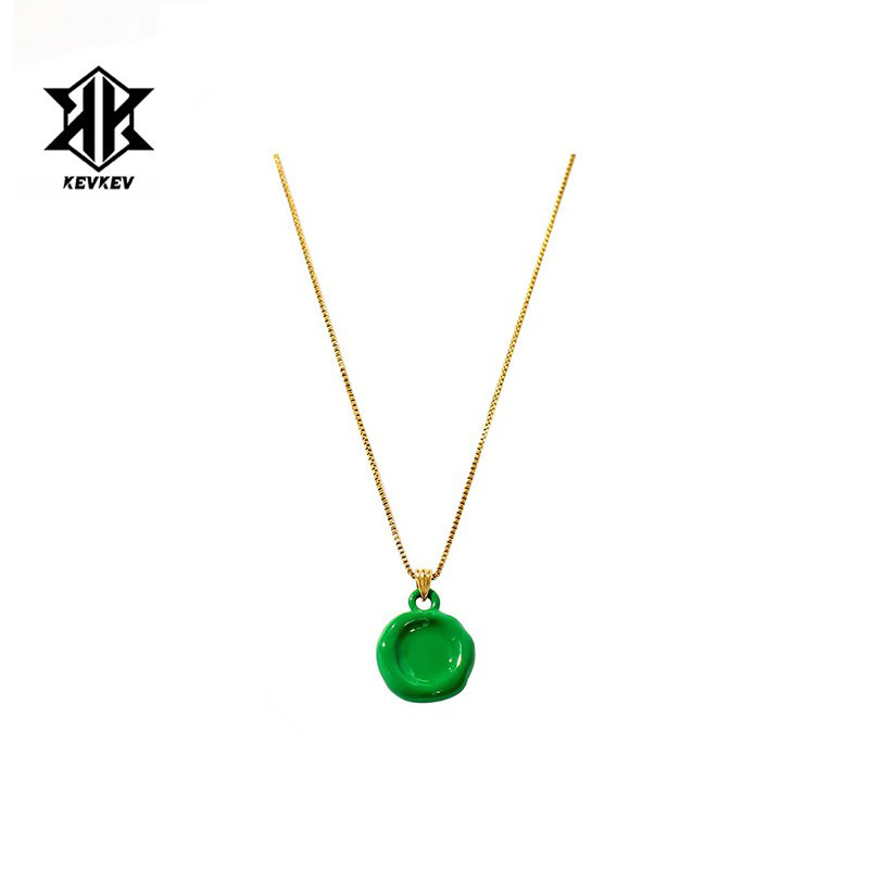 周雨彤同款绿色不规则项链