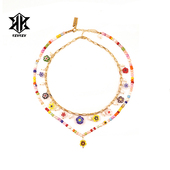 kevkev鞠婧祎谭松韵同款 彩色花朵项链项链女夏波西米亚甜酷锁骨链