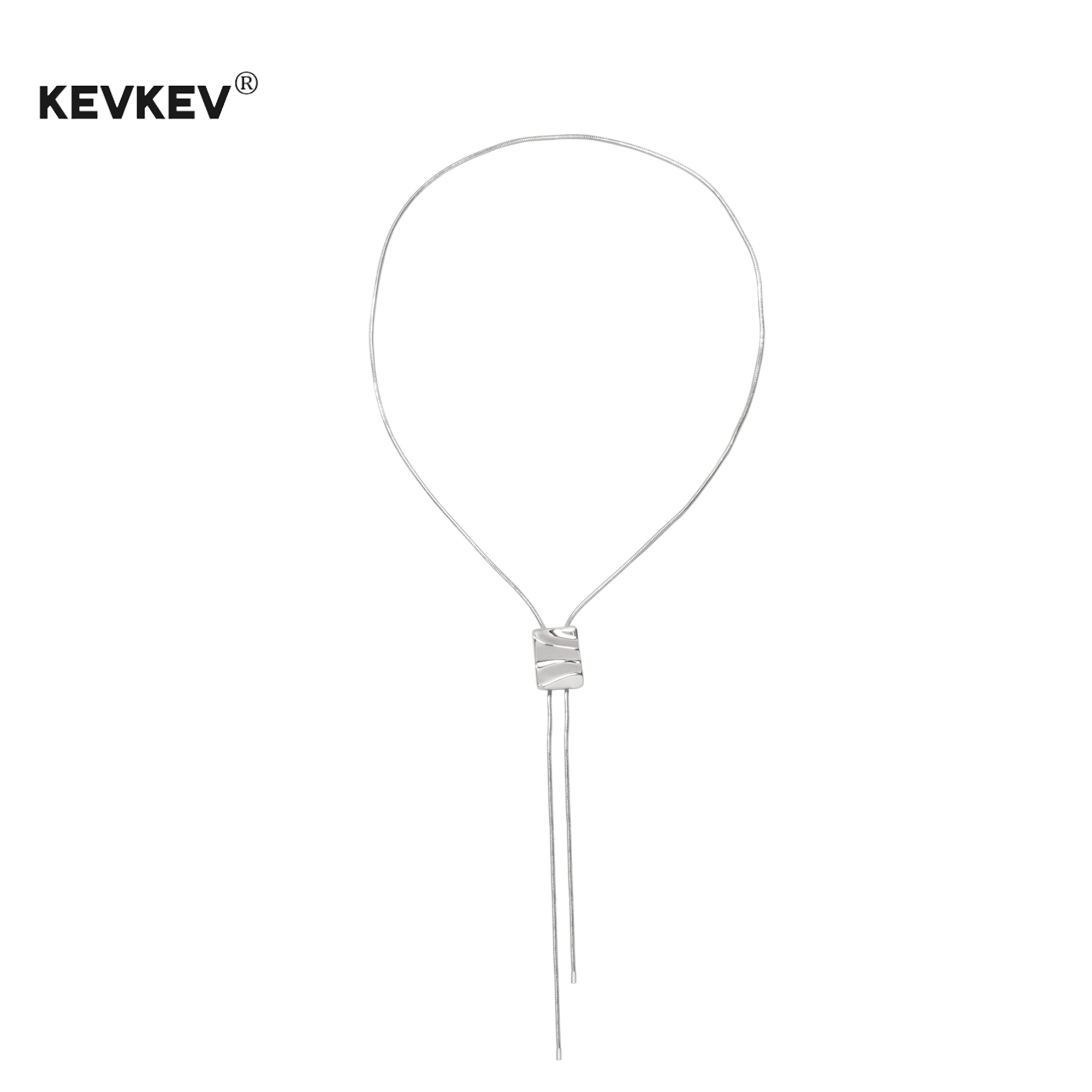 kevkev不规则方牌通体纯银可调节毛衣链长款项链小众高级感长链女