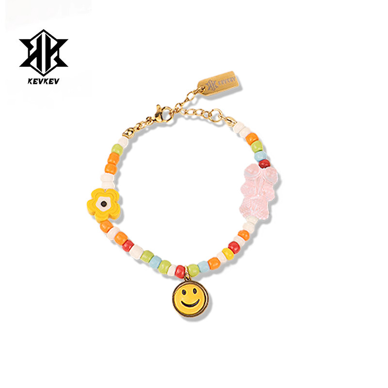 色彩笑脸花朵小熊女手链