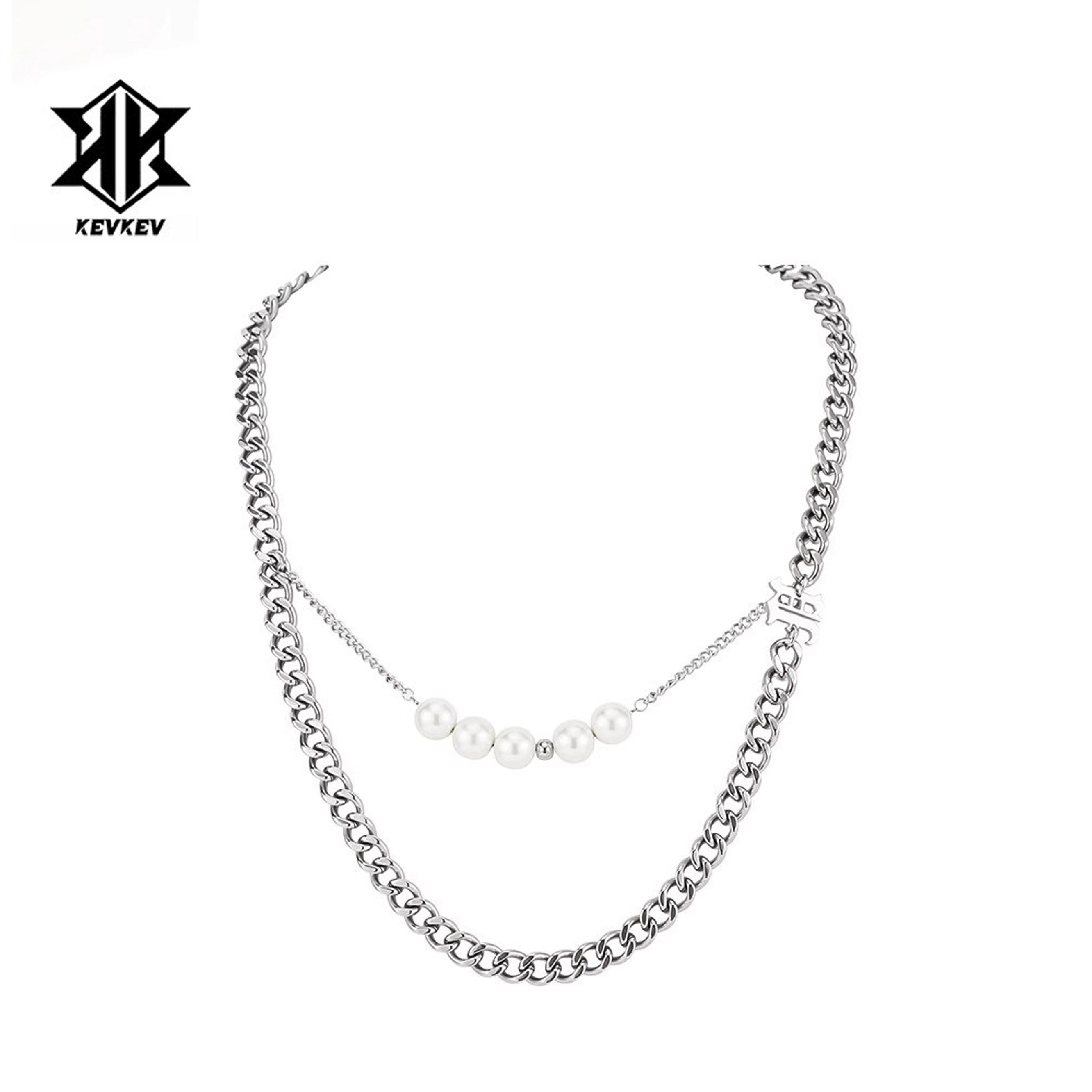 古巴钛钢拼接珍珠项链