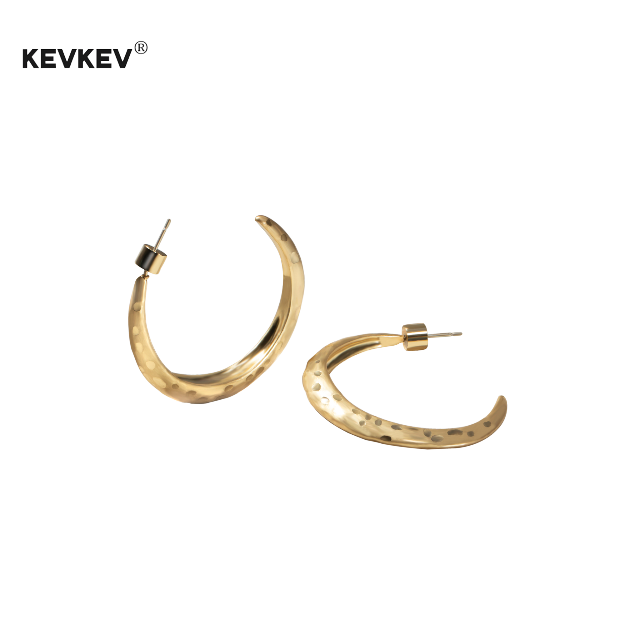kevkev韩国明星同款锤纹大月亮耳环轻奢小众设计高级感七夕礼物女