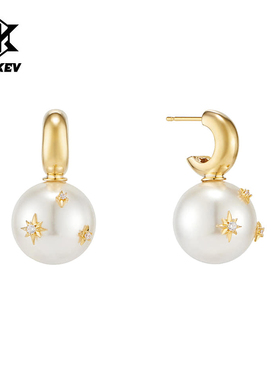 Tatiana杨超越同款珍珠耳环复古星芒女士轻奢高级感气质耳钉秋冬