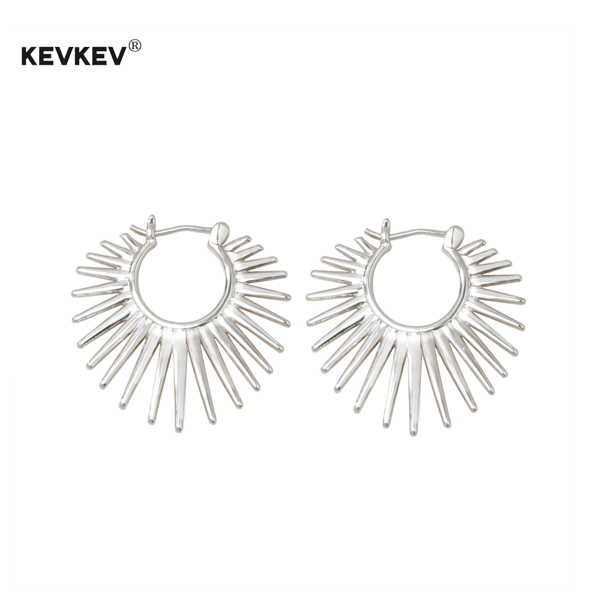 kevkev韩系S925银镀18K金扇形太阳花耳环女时尚小众耳钉礼物女款
