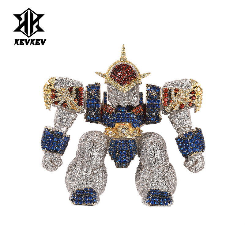 镶钻卡通动漫神龙斗士机器人项链