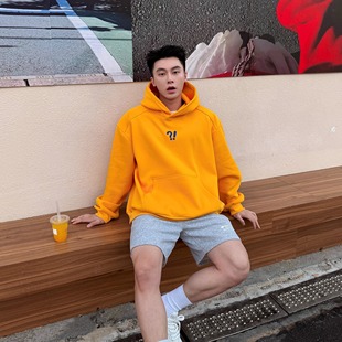 小设计男女同款 获衣局 简约宽松基础款 美式 加绒连帽卫衣 ？