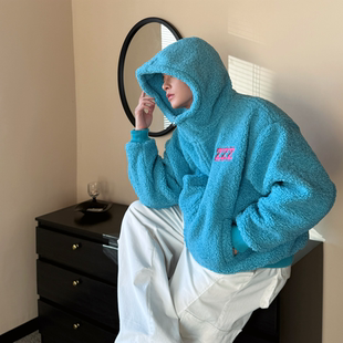 宽松摇粒绒连帽厚实男女保暖外套冬季 获衣局 双面穿原创自制美式