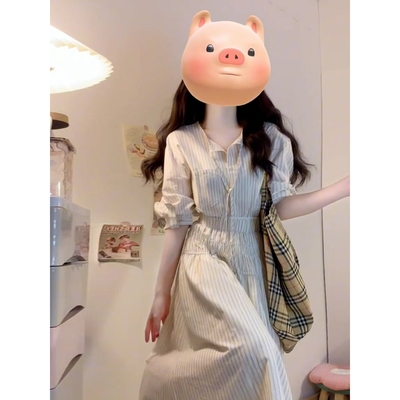 正品巨好看条纹衬衫连衣裙子女夏季2025新款今年流行爆款韩系套装