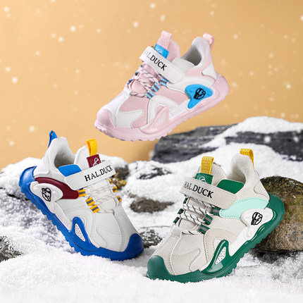 X哈罗小黄鸭春秋款时尚儿童户外加绒潮流跑步运动鞋7003