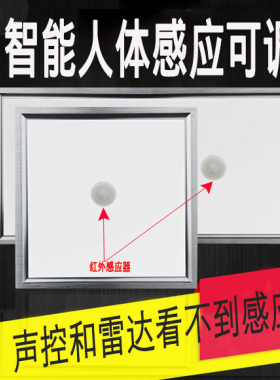 集成吊顶LED智能平板灯人体感应声控雷达面板灯过道厨卫生间浴室
