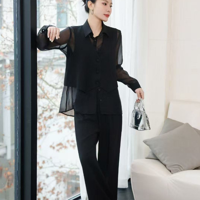 私人定制女士春装2025年新款韩版时尚纯色宽松气质百搭女士套装