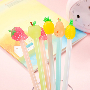 学生文具 可爱卡通书写签字笔办公用品 创意夜光水果派中性笔