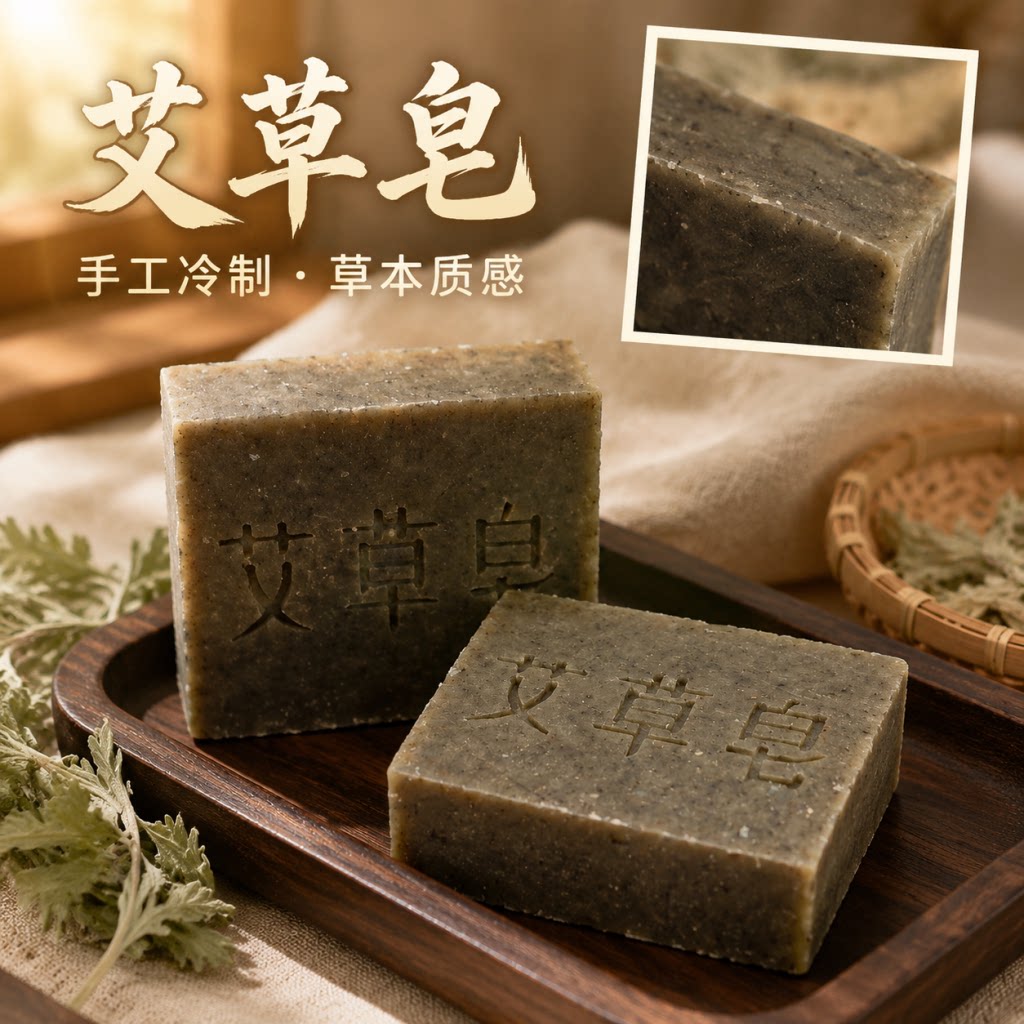 南阳陈艾草手工冷制皂洗脸洁面日常清洁成人儿童洗澡沐浴手工香皂